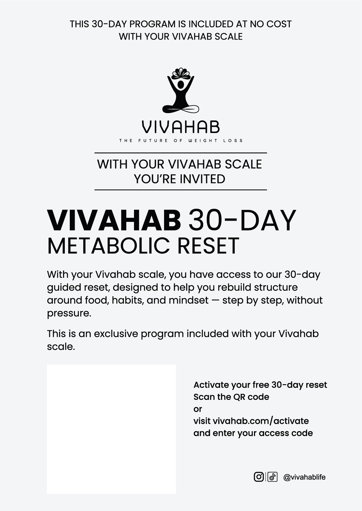 Vivahab 30-Day Metabolic Reset invitation card